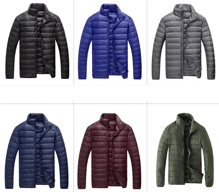 2024 Fall And Winter New Collar Lightweith Warm Down Jacket Royal Blue Black Gray Green Male Down-Filled Coat  Large Size Does N