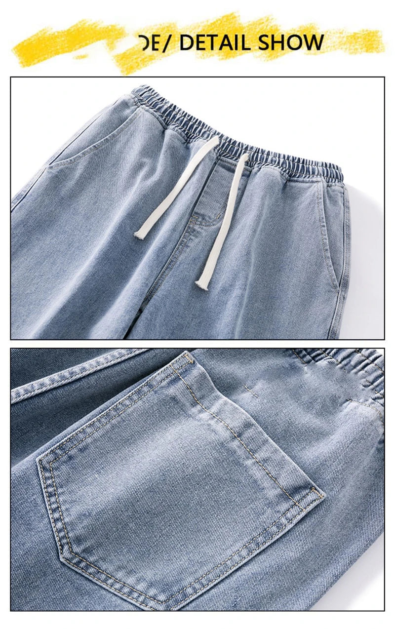 Autumn Korean Fashion Drawstring Y2K Jeans Homme Classic Baggy Straight Wide Leg Pants 2025 New Hip Hop Streetwear Casual jean