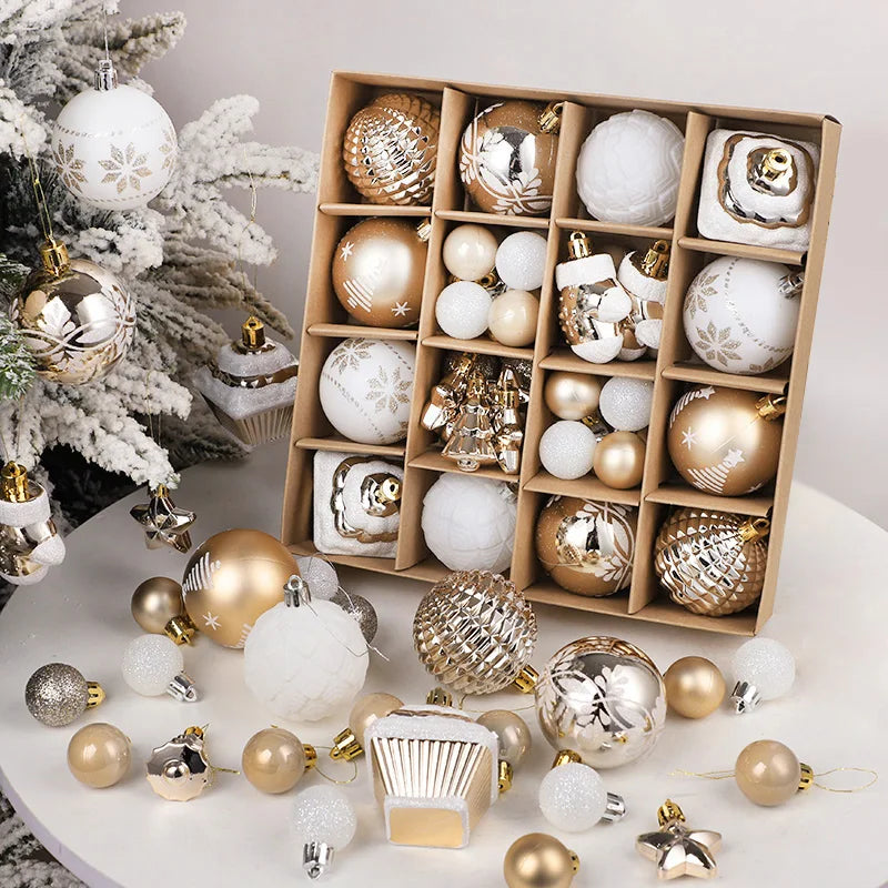 42PCS 6CM Christmas Ball Champagne Xmas Tree Hanging Pendant Ornaments 2025 Christmas Home Decoration 2026 New Year Party Gifts