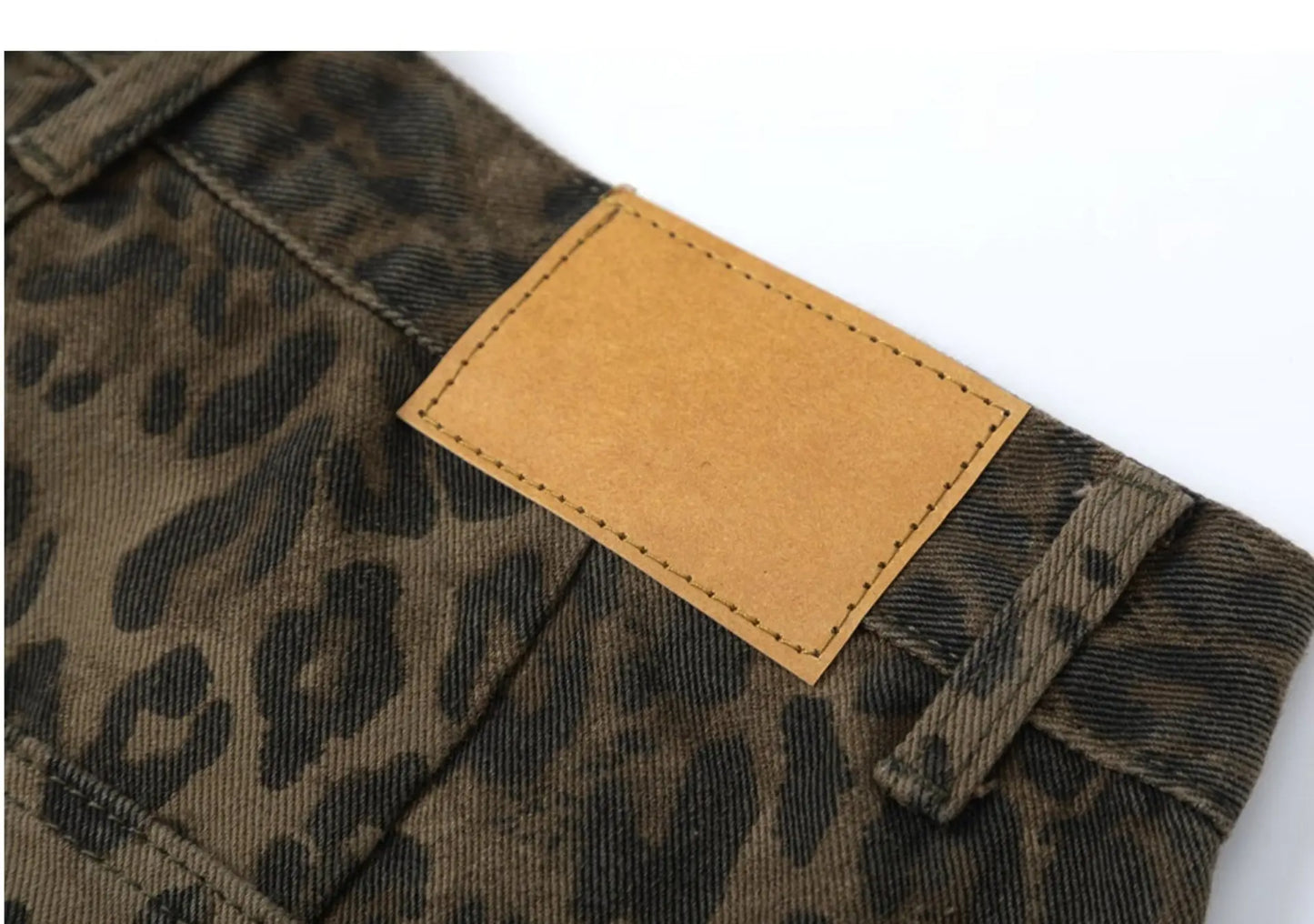 Baggy Leopard Jeans Coquette y2k clothes Women High Waisted Casual Wide Leg Denim Pants Fashion Streetwear Retro Straight Jeans