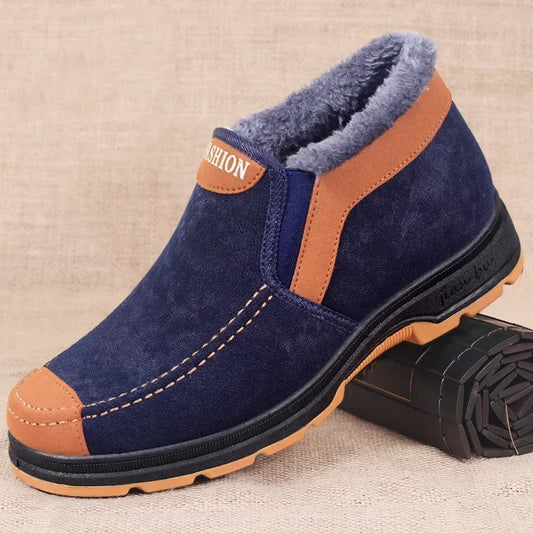 Zapatos de algodón para hombre, zapatos de invierno a la moda, botas de nieve para hombre, zapatos acolchados, gruesos, cómodos y cálidos para caminar, botas men2024
