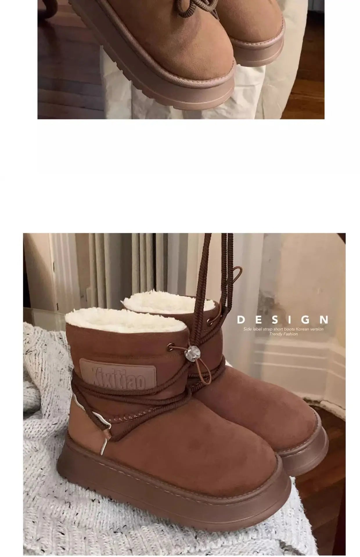 Women’s Snow Boot With Waterproof Lace Up Mid-Calf Outdoor Winter Deep Tread Rubber Sole