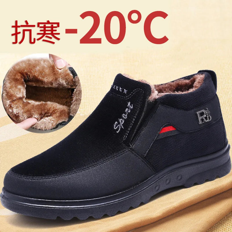 Winter Men Boots Waterproof Snow Boots Warm Fur Casual Men Shoes Antislip Ankel Boots Plush Cotton Shoes 2024