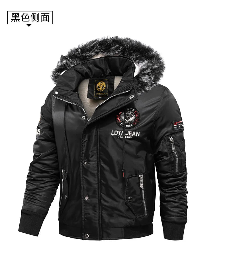 Winter new casual men's cotton-padded padded jacket warm hooded coat windproof men's large size M-5XL cotton-padded jacket