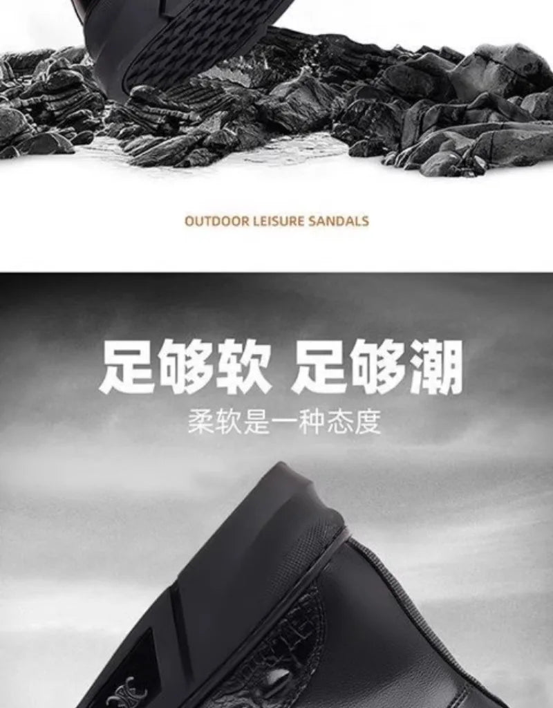 Botas de lujo para hombre, botas de plataforma altas de moda, botas clásicas de cuero para uso casual de negocios, botas de invierno de algodón cálido y afelpado para hombre