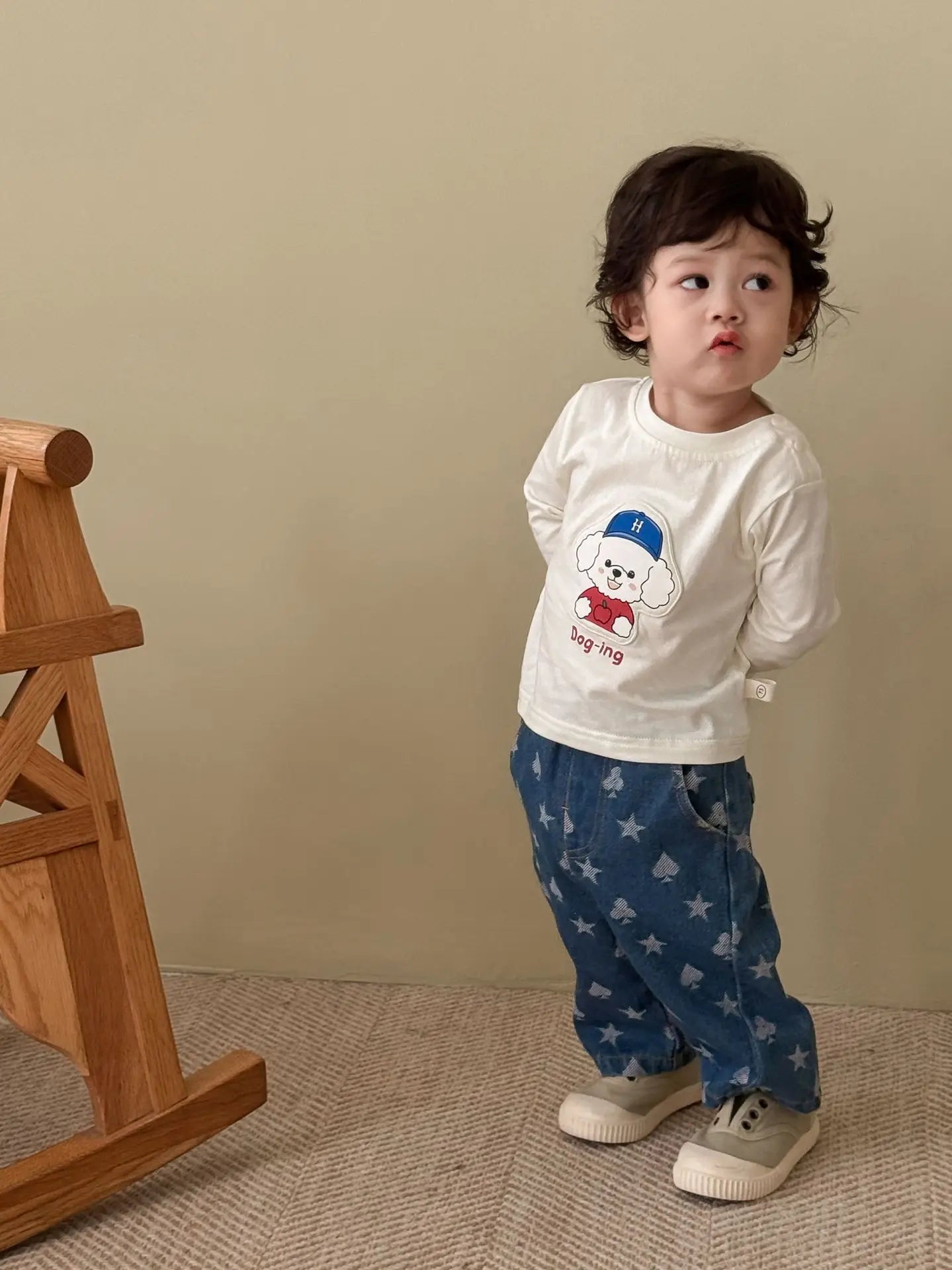 2025 New Style Autumn Toddler Boy Outfits Wide Leg Jeans Cartoon Print Hoodie Girls Clothing for 0-5 Y Baby Girls Boys Clothes