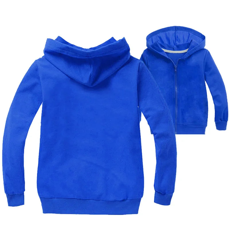Spring Autumn Kids Baby Boys Coats Hooded Sweatshirt Girls Hoodies Children Jacket Toddler Outerwear Clothes Gray Blue Red 3-12T