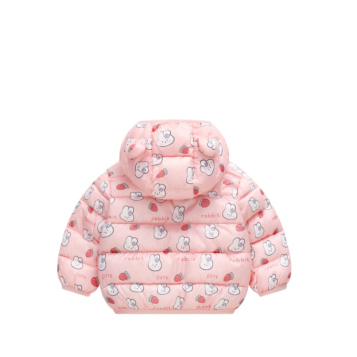 1-6Y Baby Cartoon Bear Ear Hooded Puffer Jackets Infant Warm Printed Winter Coats