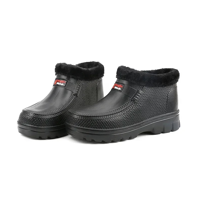 Winter Snow Boots Men's EVA Lightweight Waterproof Warm Work Shoes Outdoor Fishing Kitchen Car Wash Black Cotton Shoes for Men