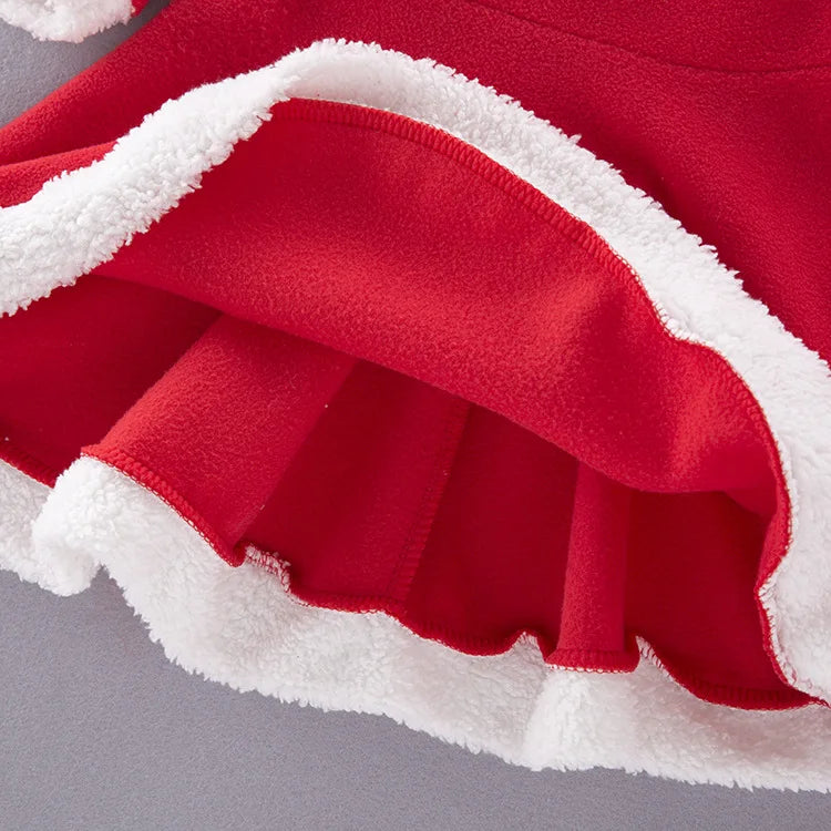 Ensemble robe à manches longues, châle et bonnet de Père Noël pour fille, idéal pour le Nouvel An et les fêtes de Noël. Vêtements rouges pour le carnaval et le carnaval.