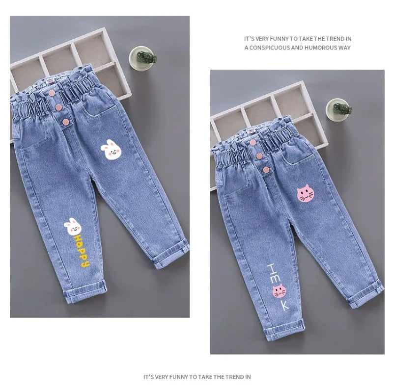 Pantalons pour filles, vêtements pour enfants, jeans pour enfants, pantalons en denim de cow-boy, vêtements de mode printemps-automne, streetwear décontractés, Harajuku