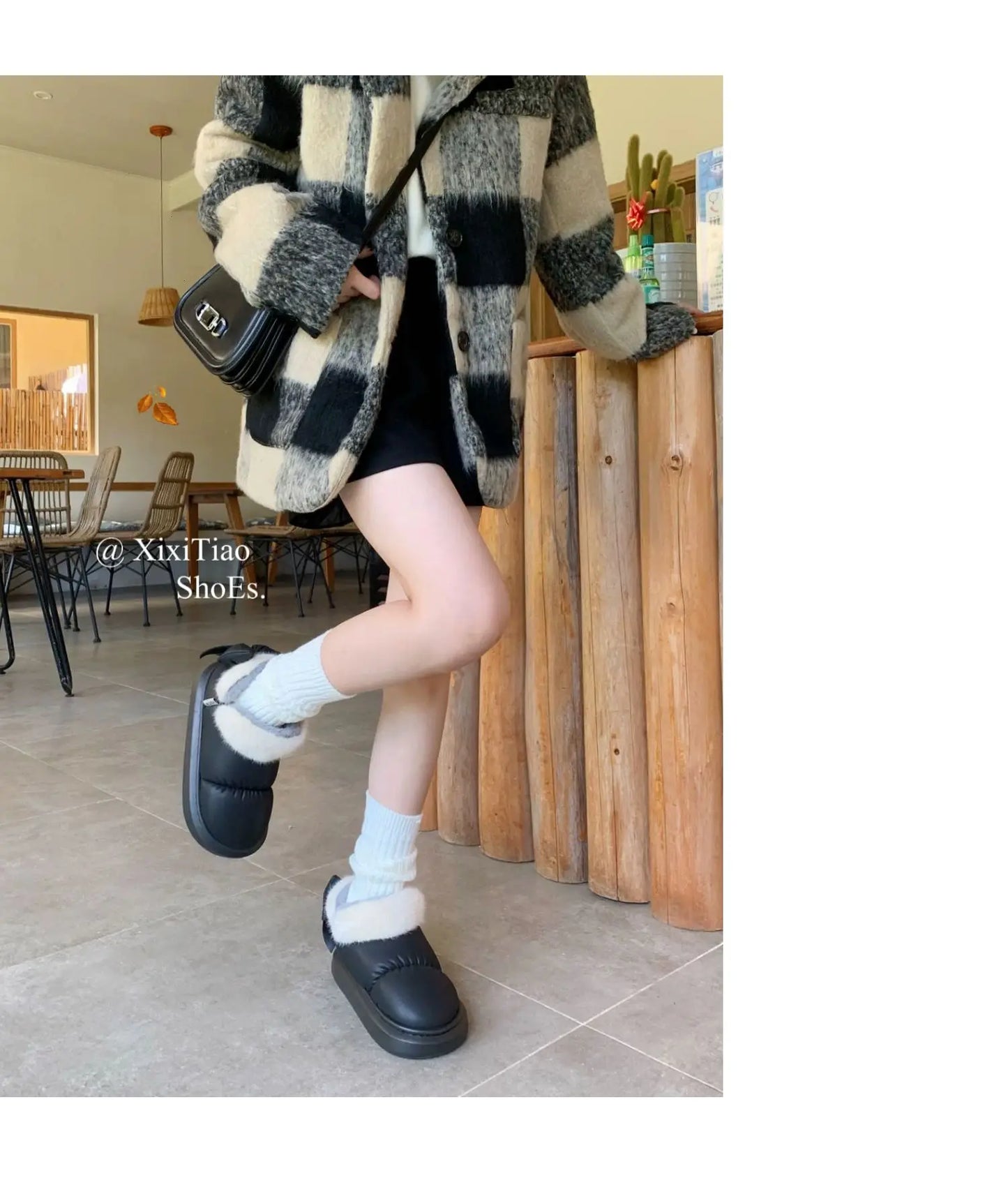 Bow Knot Short Ankle Snow Boots Women Winter Plush And Thick Insulation Waterproof PU Cotton Household Shoes Home Slipper Women