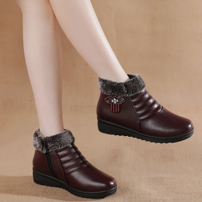 Nuevas botas de invierno para mujer, botines gruesos de felpa para mujer, con cremallera, cómodas botas de nieve para exteriores, zapatos de algodón a la moda, botas De Mujer