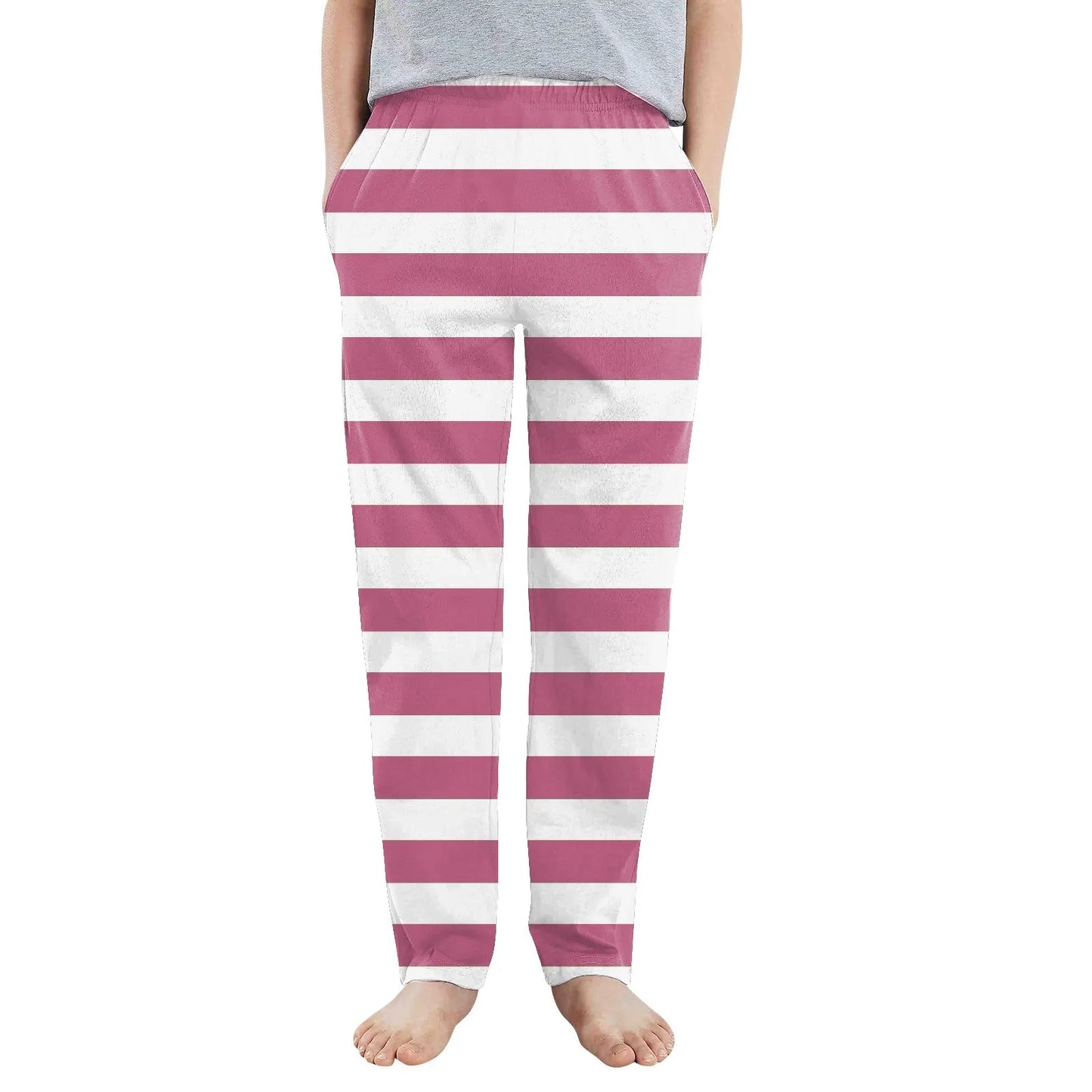 Pantalones de pijama con estampado de rayas elegantes para niños y niñas, pantalones de dormir casuales, sueltos y cómodos con bolsillos, pijamas para niños.