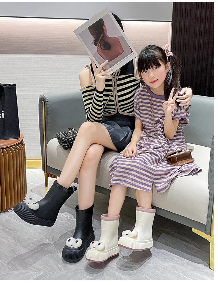 Botas de lluvia para mujer, impermeables, ligeras, con ojales grandes y asas fáciles de poner, resistentes al agua, de altura media.