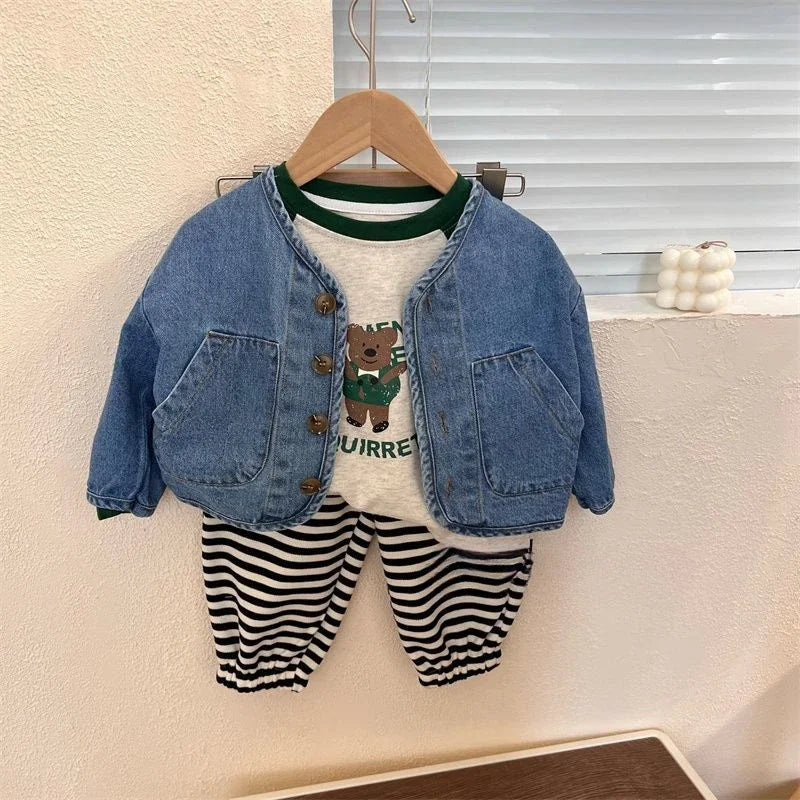 Kids Coats Cowboy New Spring Autumn Fashino Korean Casual Baggy Long Sleeve