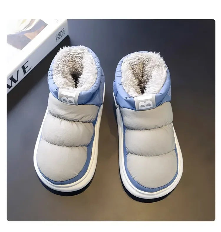 Bottes de neige pour hommes et femmes, chaussures d'hiver confortables et épaisses en coton, imperméables et antidérapantes, chaussures plates décontractées pour l'extérieur