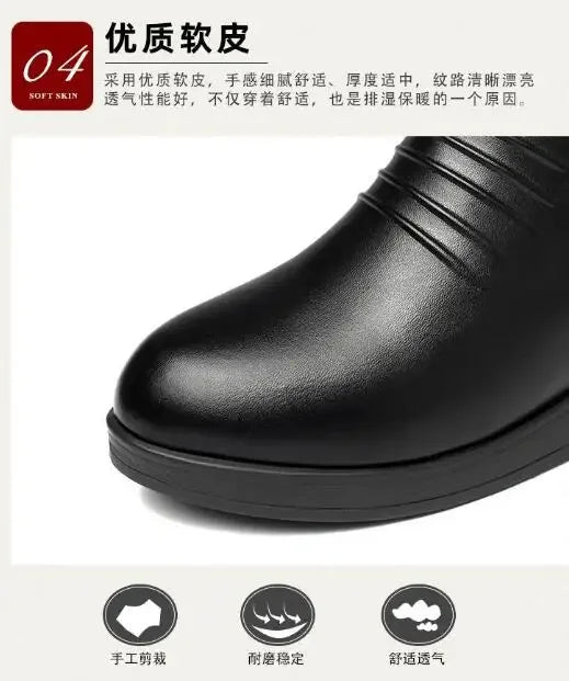 Solid Black NEW Women Luxury Brand Designer Snow Boots Metal Classic Furry Winter Warm Shoes Female Ankle Boot Women Botas Mujer