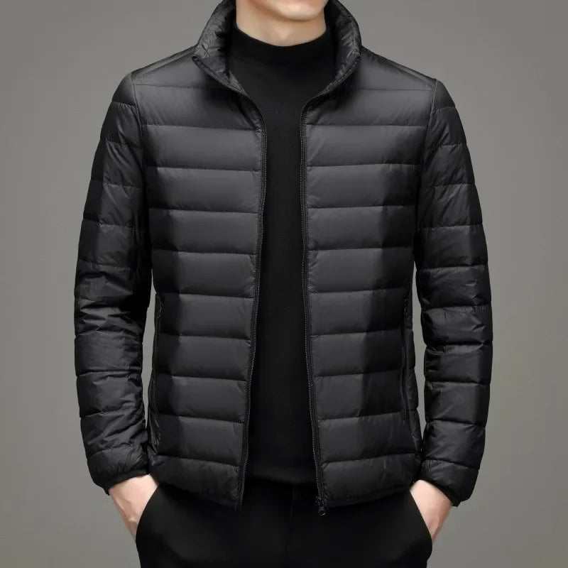 Thin Fleece-lined Cotton Coat For Men Casual Style Cropped Jacket Korean Winter Fashion Jacket For Middle-aged Elderly