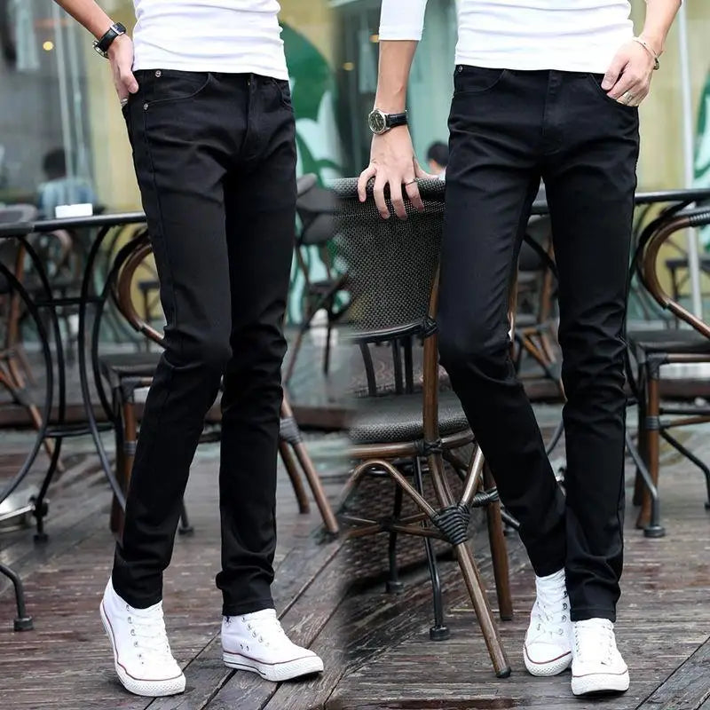 Summer Blue Comfortable Stylish Classic Designer Men's Slim Jeans Luxury Brand Korean Fashion Student Cowboy Soild Denim Pants