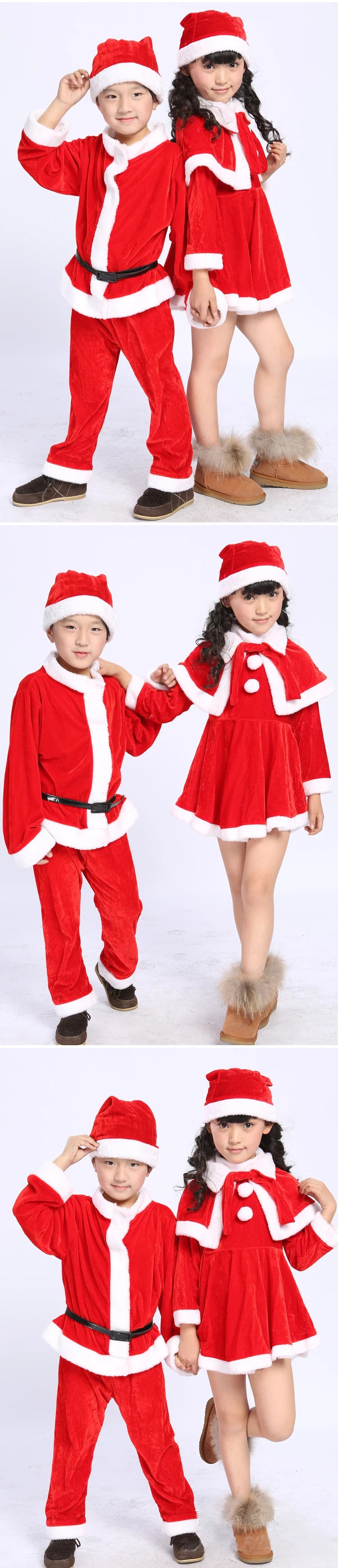 Velvet Christmas Set Stage Performance Clothing for Kids Boys Girls Matching Party Set and Dress Classic Christmas Clothes