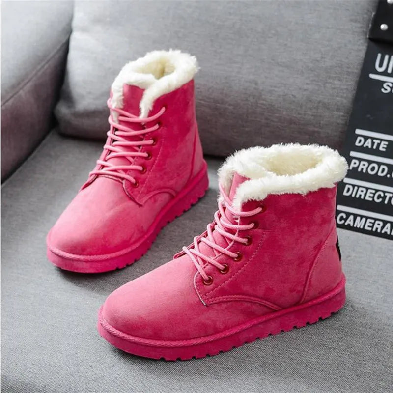 New Fashion Women Boots Winter Snow Boots Female Boots Warm Lace Flat with Women Shoes Tide Shoes Hot Sale 35-40