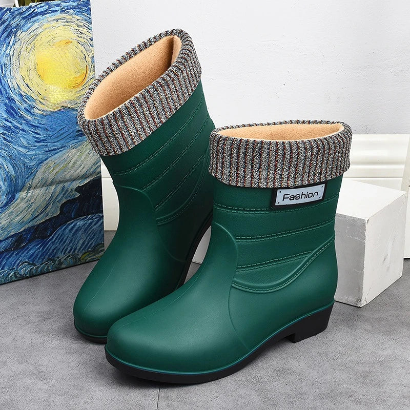 Rubber Boots for Women Rain Shoes Comfort Slip-on Waterproof Galoshes Woman Garden Water Shoes Rubber Rain Boots Botas De Lluvia