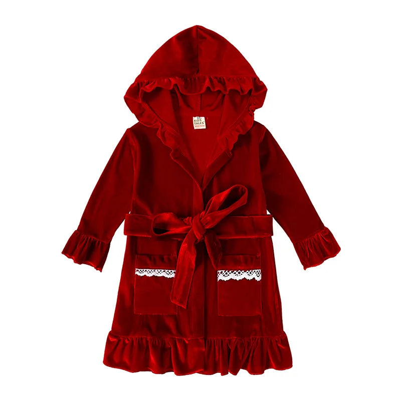 Christmas Baby Boy Girl Red Pajamas Sets For New Year Velvet Kids Family Match Pyjamas Bathrobe Outfits Children Pjs Homewear