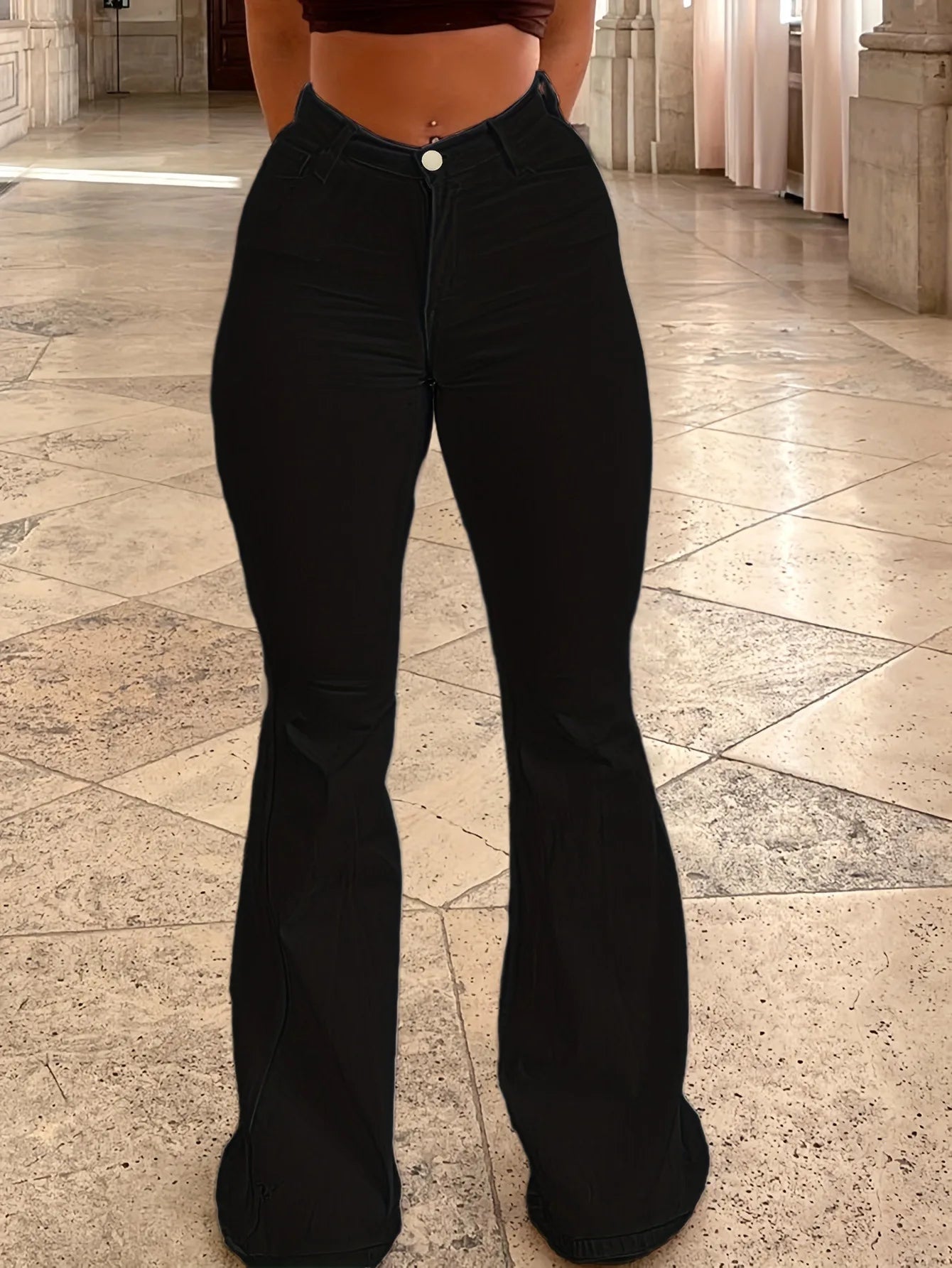 2025 Jeans Female Wish European and American Women's Elastic High Waist Solid Color Micro-pull Trousers