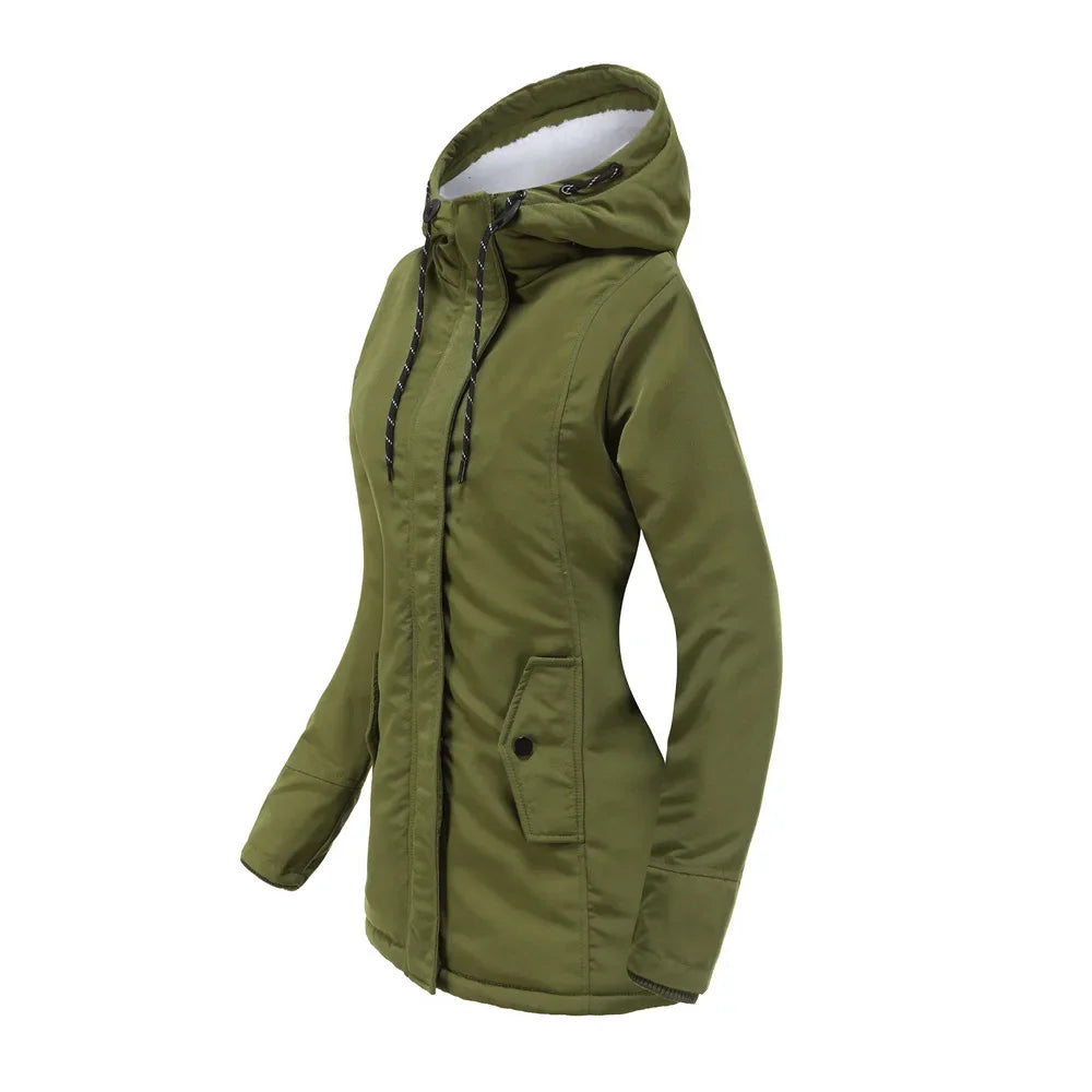 2023 Womens Parker Coat Autumn/winter Cotton-padded Jacket for Women Thickened Jacket Womens Casual Hooded Coat