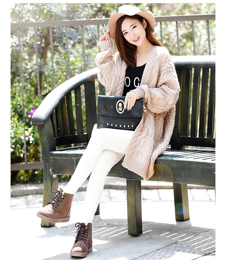 New Fashion Women Boots Winter Snow Boots Female Boots Warm Lace Flat with Women Shoes Tide Shoes Hot Sale 35-40