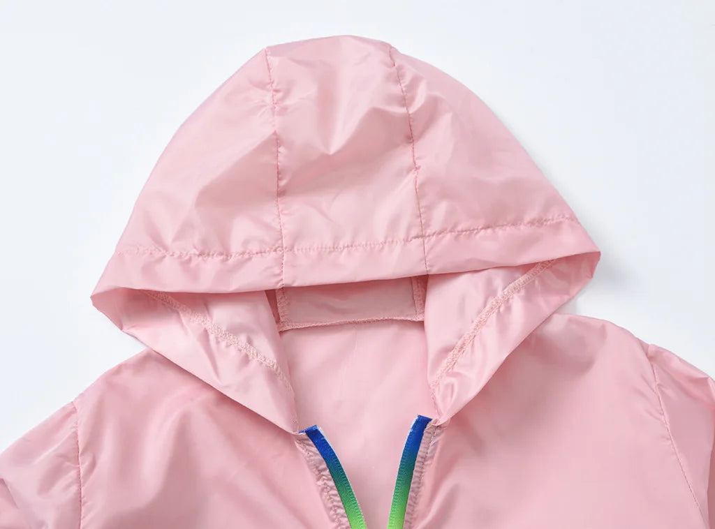 Children's Summer Thin Sun-protective Jacket Boys Girls Breathable Hooded Zipper Solid Lightweight Coat Jackets Clothing