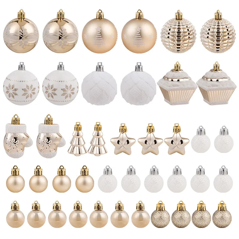 42PCS 6CM Christmas Ball Champagne Xmas Tree Hanging Pendant Ornaments 2025 Christmas Home Decoration 2026 New Year Party Gifts