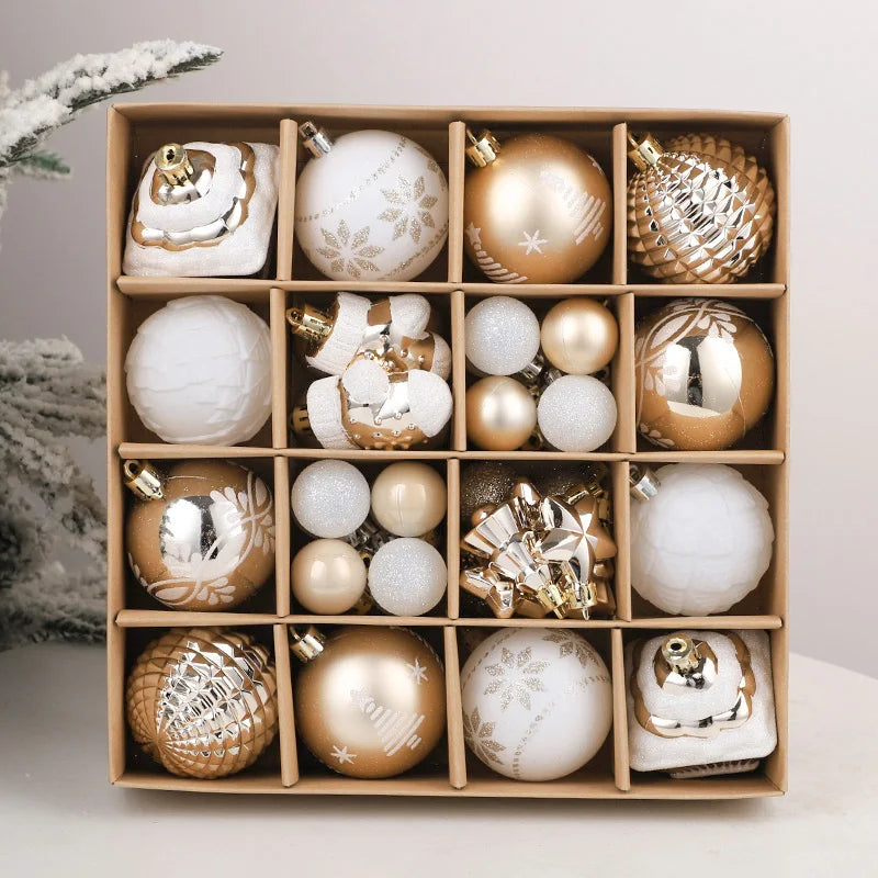 42PCS 6CM Christmas Ball Champagne Xmas Tree Hanging Pendant Ornaments 2025 Christmas Home Decoration 2026 New Year Party Gifts