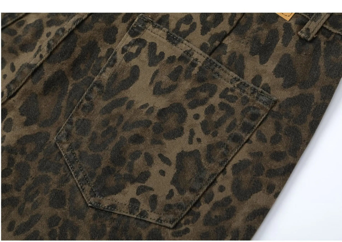 Baggy Leopard Jeans Coquette y2k clothes Women High Waisted Casual Wide Leg Denim Pants Fashion Streetwear Retro Straight Jeans