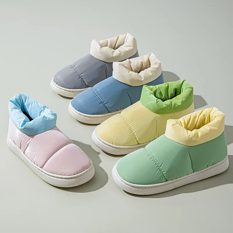 Women's High-End down Fabric Short Boots, Winter Thick-Soled Outdoor Wear, Student Fashion, Couple Indoor Warm, Waterproof, Non-Slip, Thickened