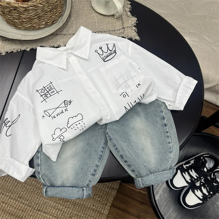 Boys Jean Pants Long Trousers Denim 2024 Blue Spring Autumn Baby's Kids Sport Teenagers Birthday Christmas Gift Children's Cloth