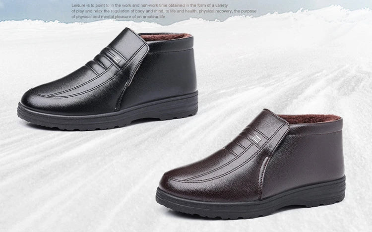 Chaussures en coton pour hommes, montantes, imperméables, décontractées, en cuir, bottes d'hiver chaudes et confortables, bottines tendance pour hommes, nouveautés