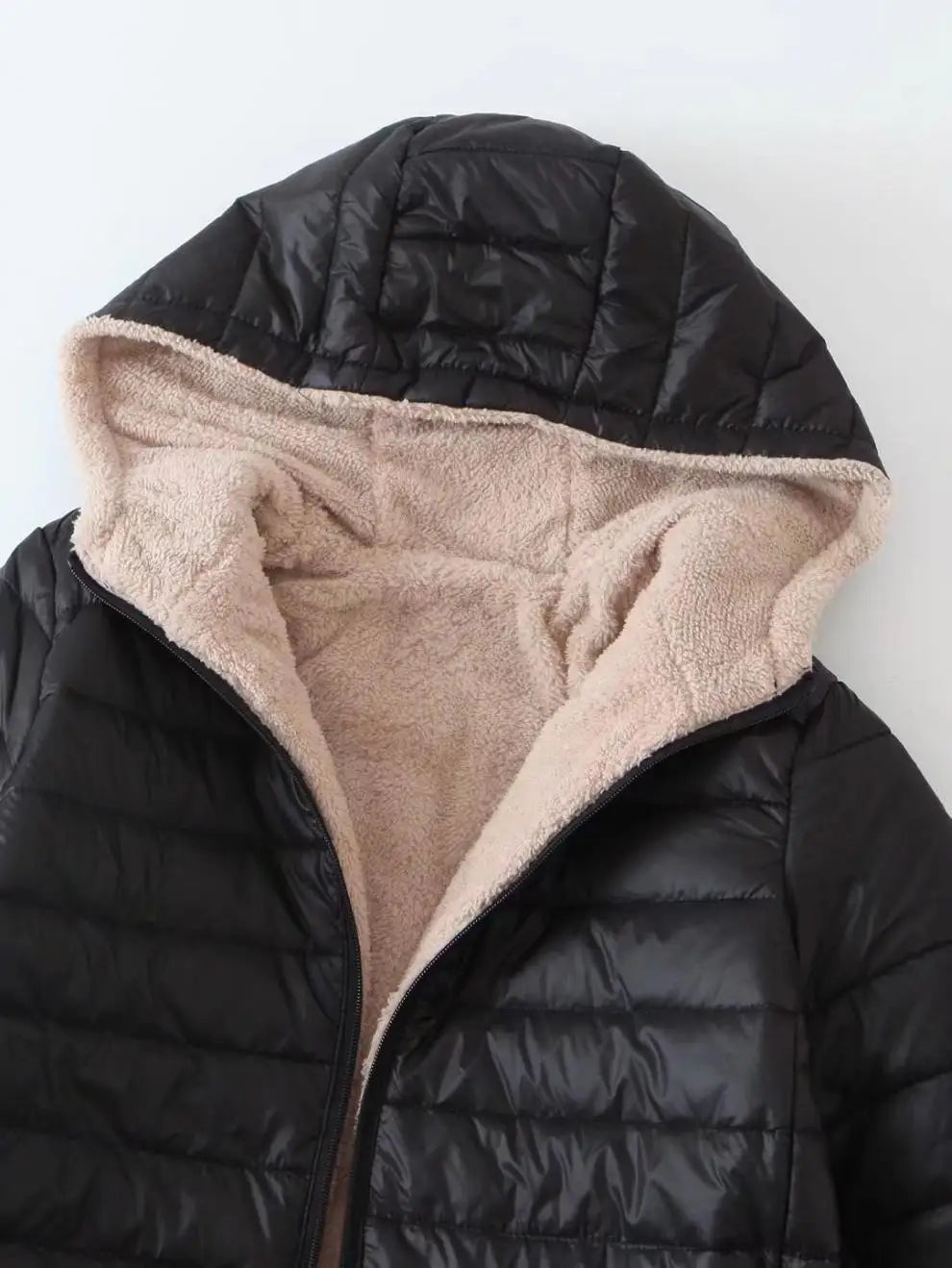 Zipper Cardigan Solid Spliced Women Clothing Parkas Hooded Long Sleeve Outerwear Loose Fit Casual Pockets 2024 Autumn Parka