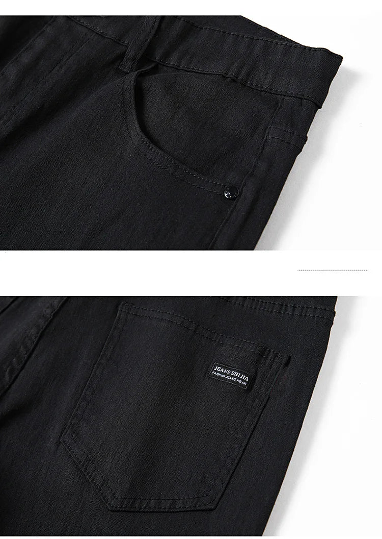 Pantalones vaqueros clásicos de marca avanzada para hombre, de primavera, suaves y elásticos, color negro, talla 28-40