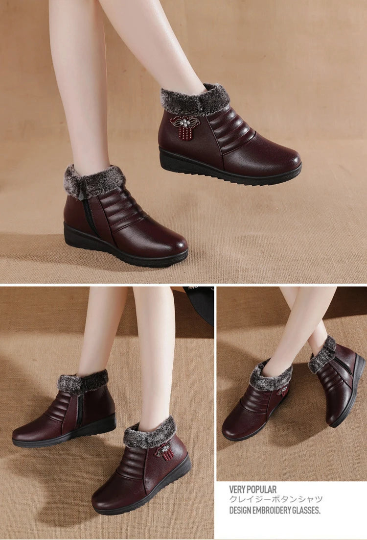 Nuevas botas de invierno para mujer, botines gruesos de felpa para mujer, con cremallera, cómodas botas de nieve para exteriores, zapatos de algodón a la moda, botas De Mujer