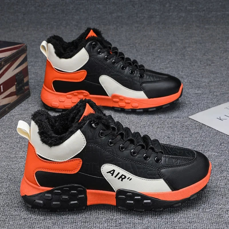 Zapatos de plataforma cálidos de algodón para hombre, zapatillas gruesas para hombre, zapatos vulcanizados de invierno, zapatillas casuales de moda para hombre, botas de nieve de caña alta