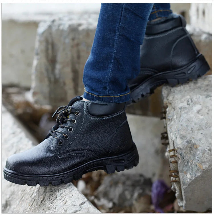 Botas de seguridad para hombre, indestructibles, con puntera de acero, impermeables, resistentes al desgaste y a los impactos.