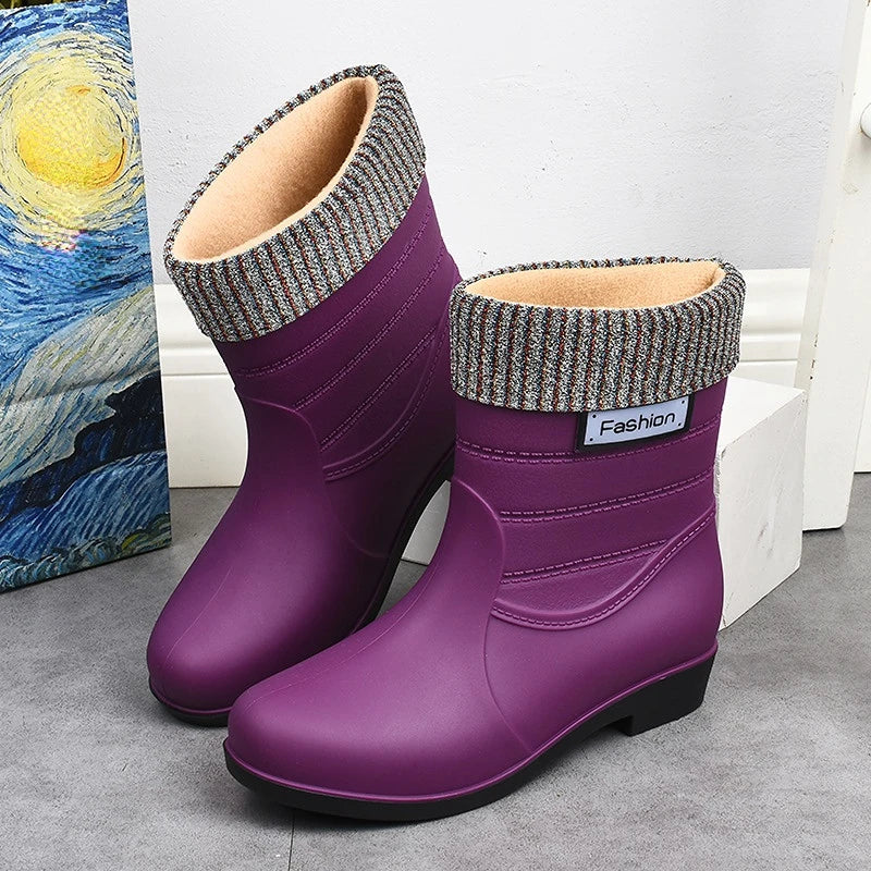 Rubber Boots for Women Rain Shoes Comfort Slip-on Waterproof Galoshes Woman Garden Water Shoes Rubber Rain Boots Botas De Lluvia