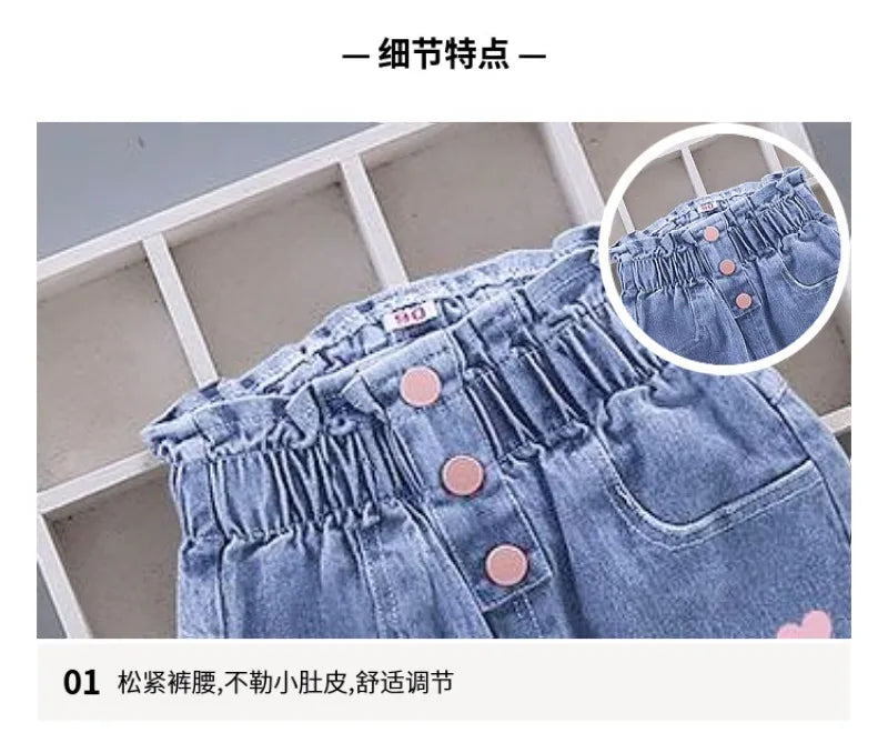 Pantalons pour filles, vêtements pour enfants, jeans pour enfants, pantalons en denim de cow-boy, vêtements de mode printemps-automne, streetwear décontractés, Harajuku