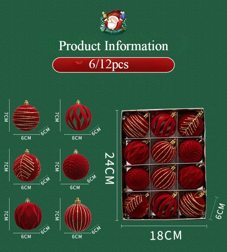 12/16 piezas de adornos navideños de bolas de color rojo vino de 6 cm, con efecto nevado, para árbol de Navidad, fiestas, Año Nuevo, esferas navideñas colgantes.