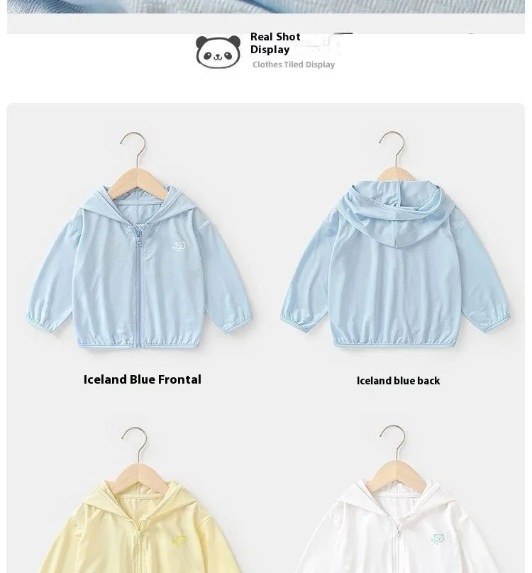 Children's Ice Silk Sunscreen Clothing Summer Breathable Boys and Girls Baby Light Sunscreen Clothing UV Jacket Sunscreen Clothi