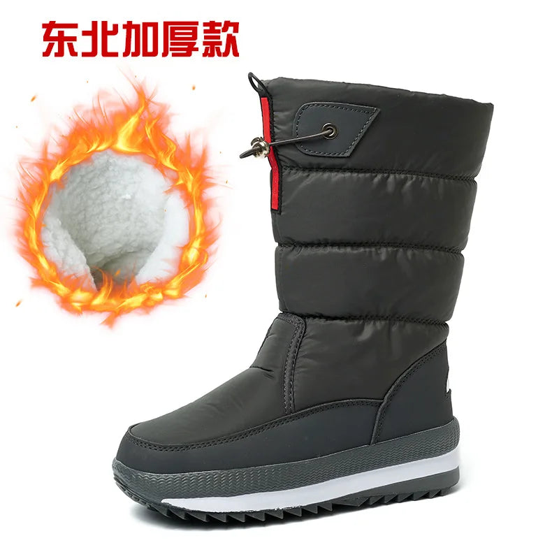 Women Winter Boots Platform Snow Boots Waterproof Non-slip Thick Plush Warm Mid-calf Boots for Women Winter Shoes