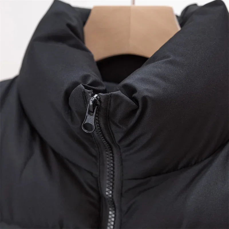 Warm Parkas Women Single Breasted Coats Autumn Winter Vest Coat Khaki High Waist Casual Vests Elegant Y2k Jackets Thick