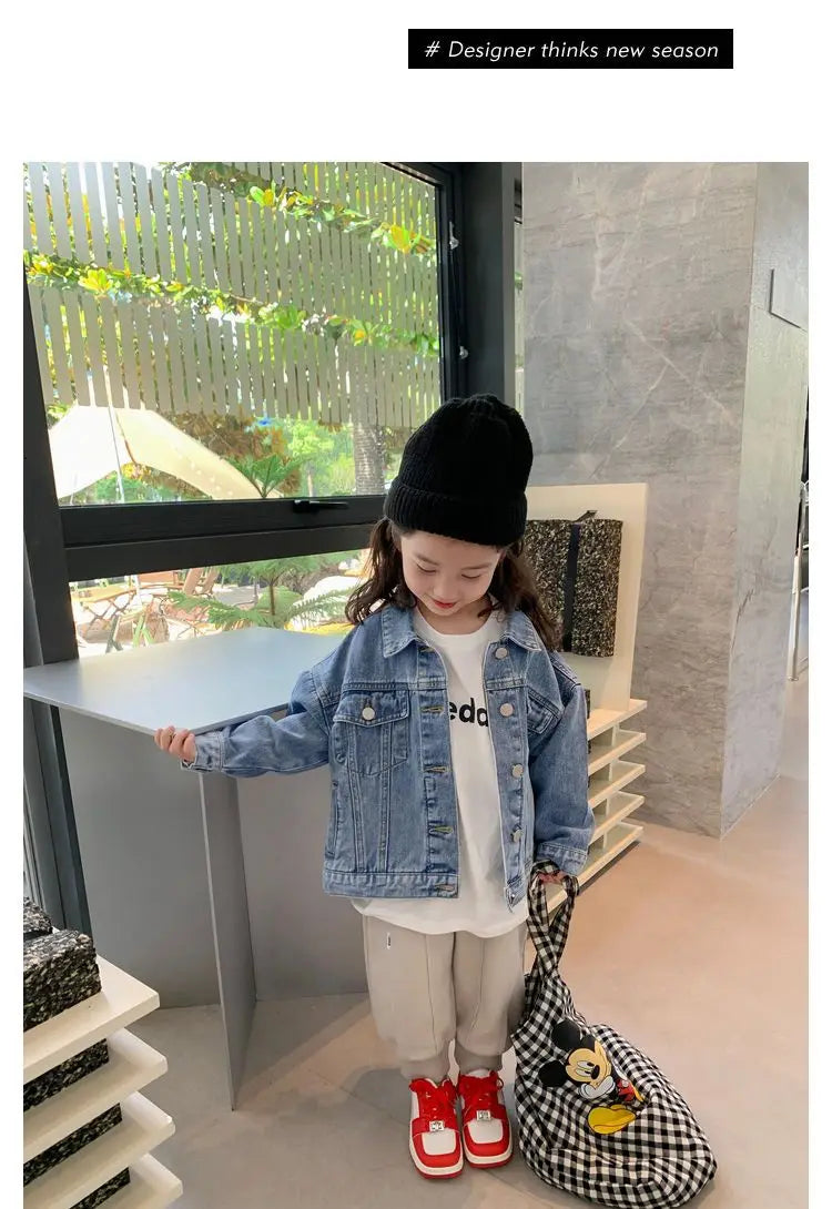 Fashion Kids Denim Jacket For Girls Coat Spring Autumn Children Outerwear Baby Casual Jackets Costume 4-12 Year
